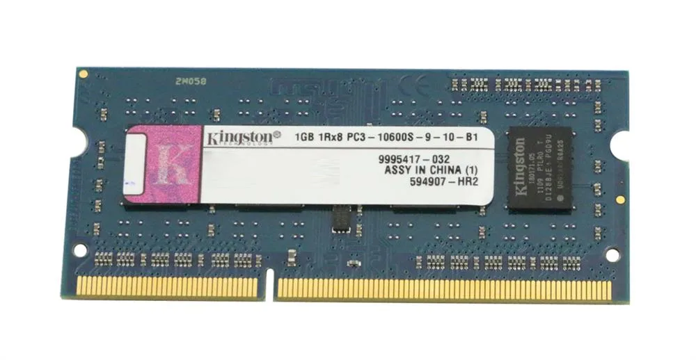 9995417-032 - Kingston 1GB PC3-10600 DDR3-1333MHz non-ECC Unbuffered CL9 SoDIMM Single-Rank , x8 Memory Module