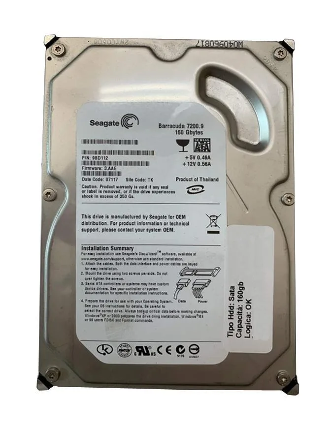 9BD112-520 - Seagate 160GB 7200RPM SATA 3Gb/s 2MB Cache 3.5-inch Hard Drive