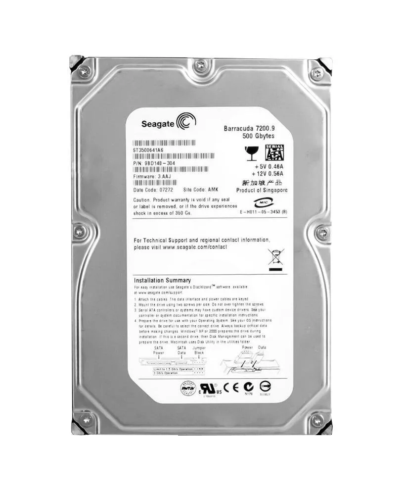 9BD648-581 - Seagate 500GB 7200RPM SATA 3Gb/s 16MB Cache 3.5-inch Hard Drive
