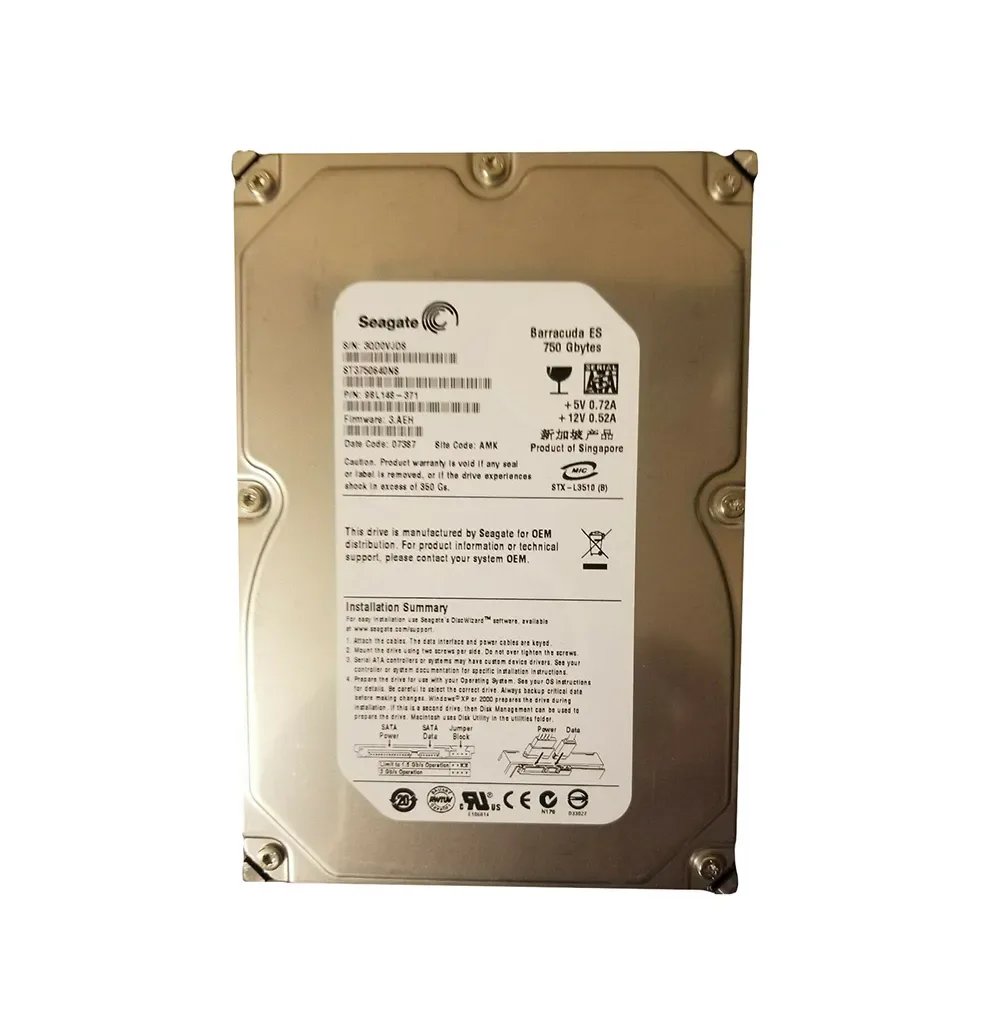 9BL148-371 - Seagate BarraCuda ES 750GB 7200RPM SATA 3Gb/s 16MB Cache 3.5-inch Hard Drive