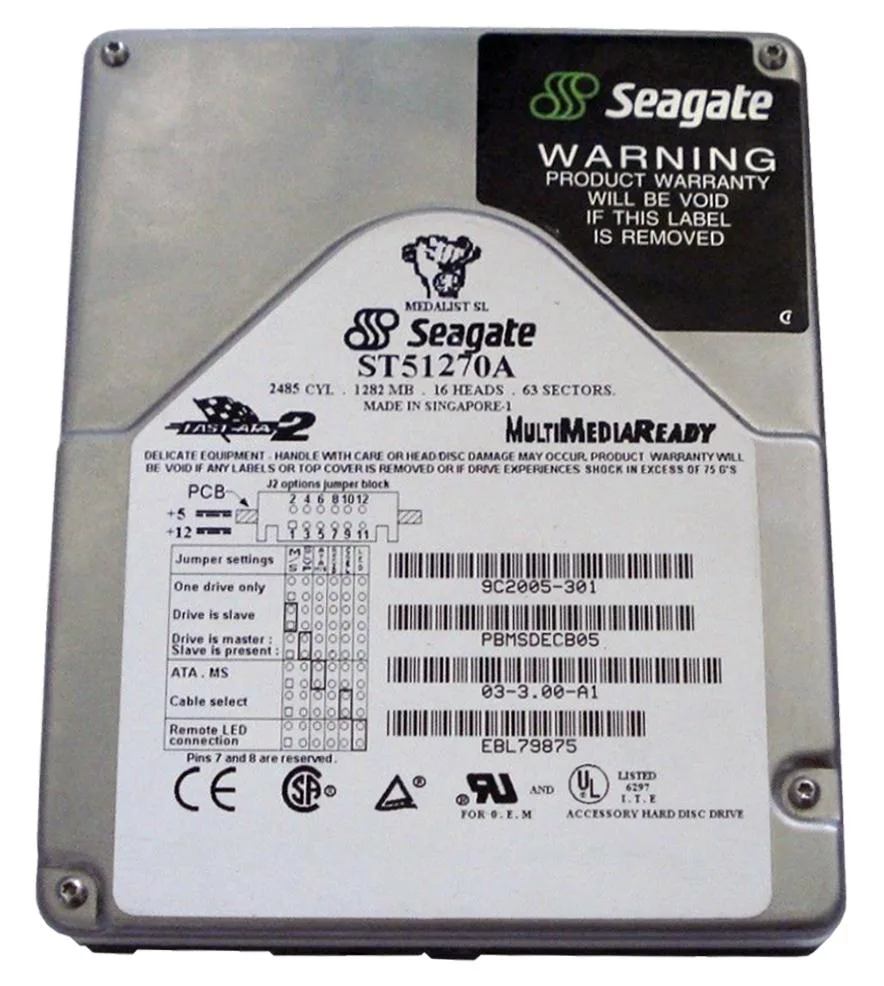 9C2005-301 - Seagate Medalist 1270SL 1.28GB 5400RPM IDE/ATA 128KB Cache 3.5-inch Hard Drive