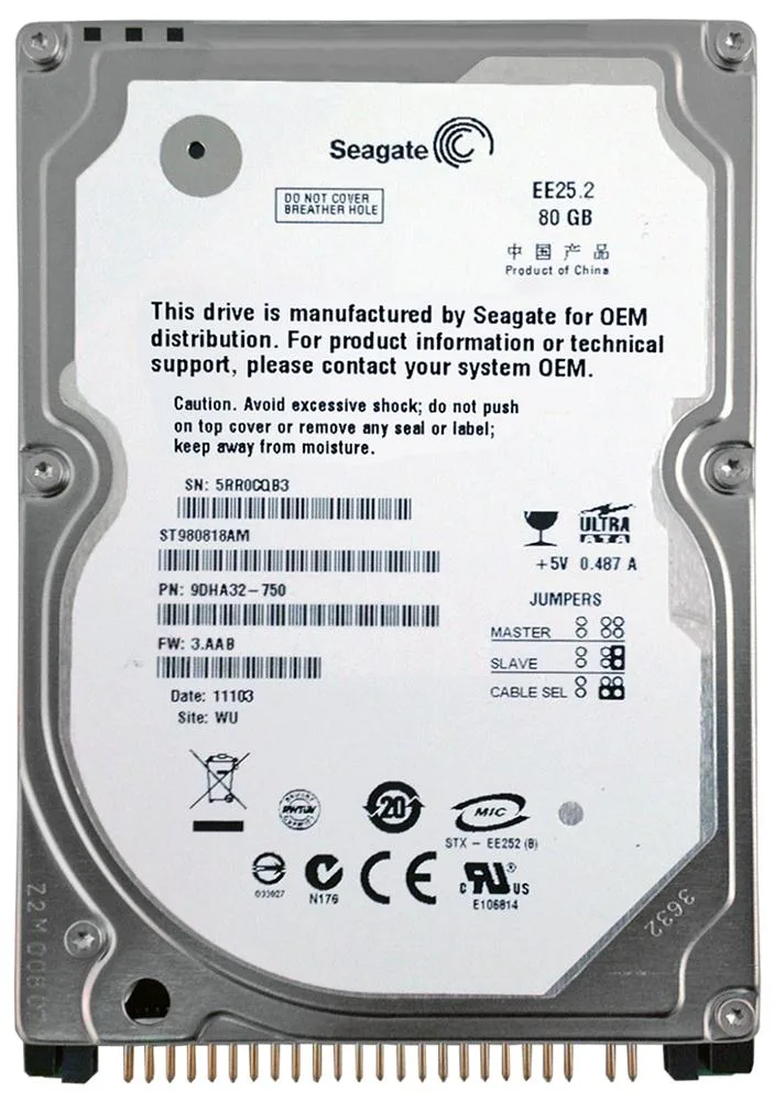 9DHA32-750 - Seagate EE25.2 80GB 5400RPM ATA-100 8MB Cache 2.5-inch Hard Drive