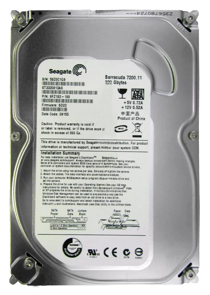 9FZ182-188 - Seagate BarraCuda 7200.11 320GB 7200RPM SATA 3Gb/s 8MB Cache (CE) 3.5-inch Hard Drive
