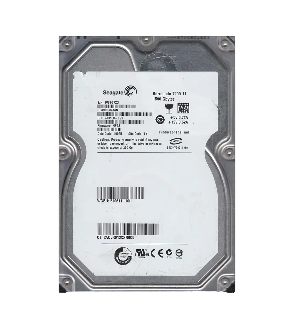 9JU138-621 - Seagate BarraCuda 7200.11 1.5TB 7200RPM SATA 3Gb/s 32MB Cache 3.5-inch Hard Drive