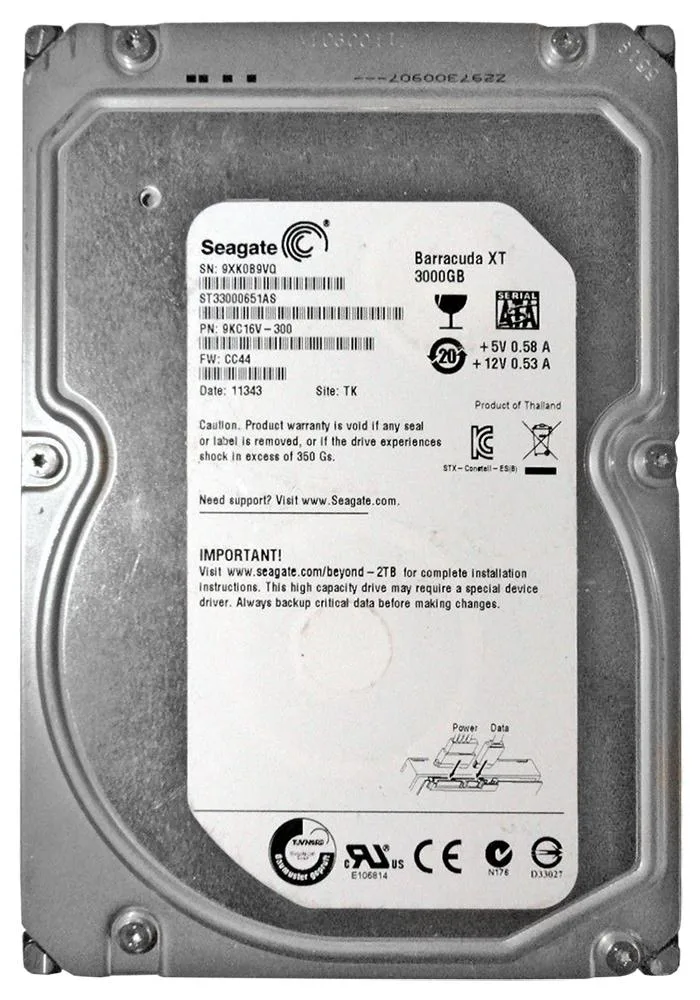 9KC16V-300 - Seagate 3TB 7200RPM SATA 6Gb/s 3.5-inch Hard Drive