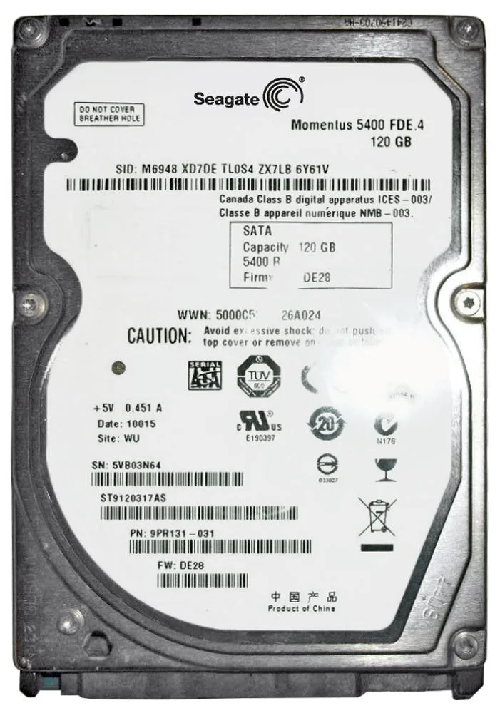 9PR131-031 - Seagate 120GB 5400RPM SATA 3Gb/s 8MB Cache 2.5-inch Hard Drive