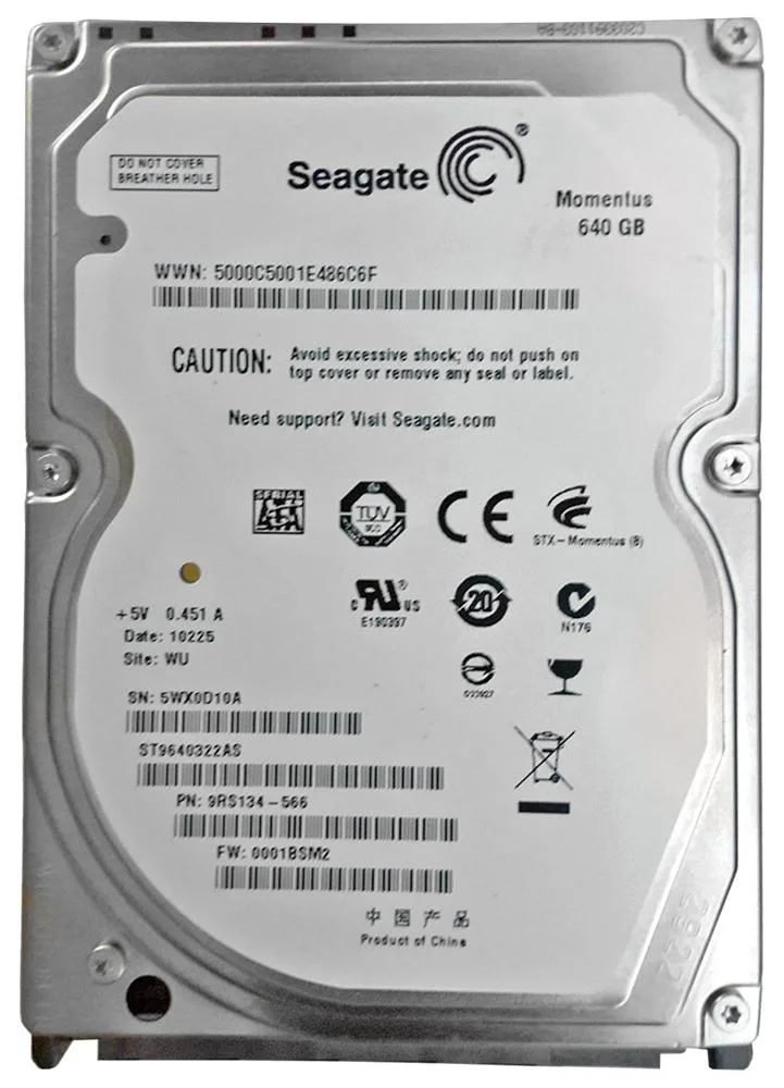 9RS134-566 - Seagate 640GB 5400RPM SATA 3Gb/s 2.5-inch Hard Drive