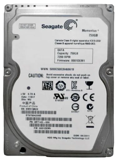 9RT14G-030 - Seagate 750GB 7200RPM SATA 3Gb/s 2.5-inch Hard Drive