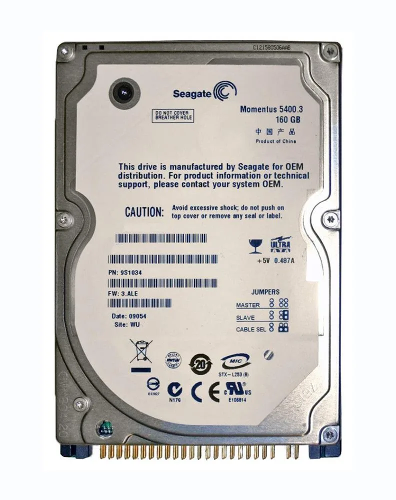 9S1034-900 - Seagate Momentus 5400.3 160GB 5400RPM IDE Ultra ATA/100 (ATA-6) 8MB Cache 2.5-inch Hard Drive
