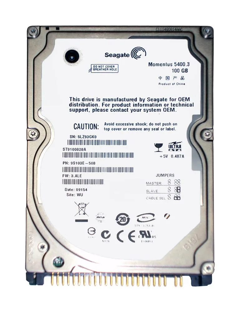 9S103E-508 - Seagate 100GB 5400RPM ATA-100 2.5-inch Hard Drive