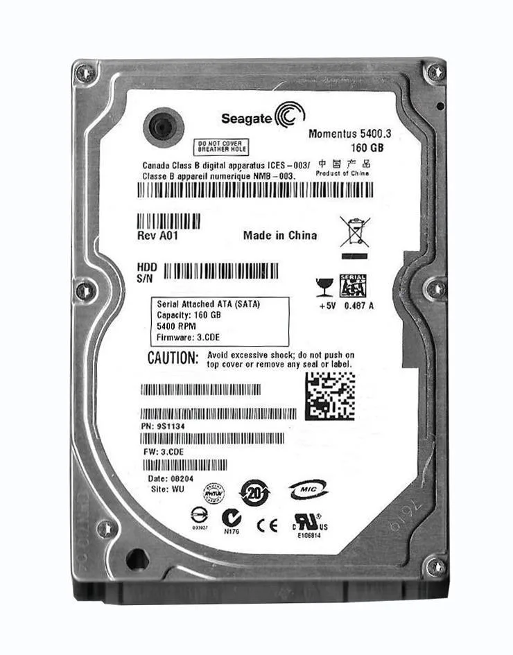 9S1134-336 - Seagate Momentus 5400.3 160GB 5400RPM SATA 1.5Gb/s 8MB Cache 2.5-inch Hard Drive