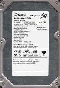 9T6006-103 - Seagate BarraCuda ATA IV 80GB 7200RPM IDE Ultra ATA/100 (ATA-6) 2MB Cache (CE) 3.5-inch Hard Drive