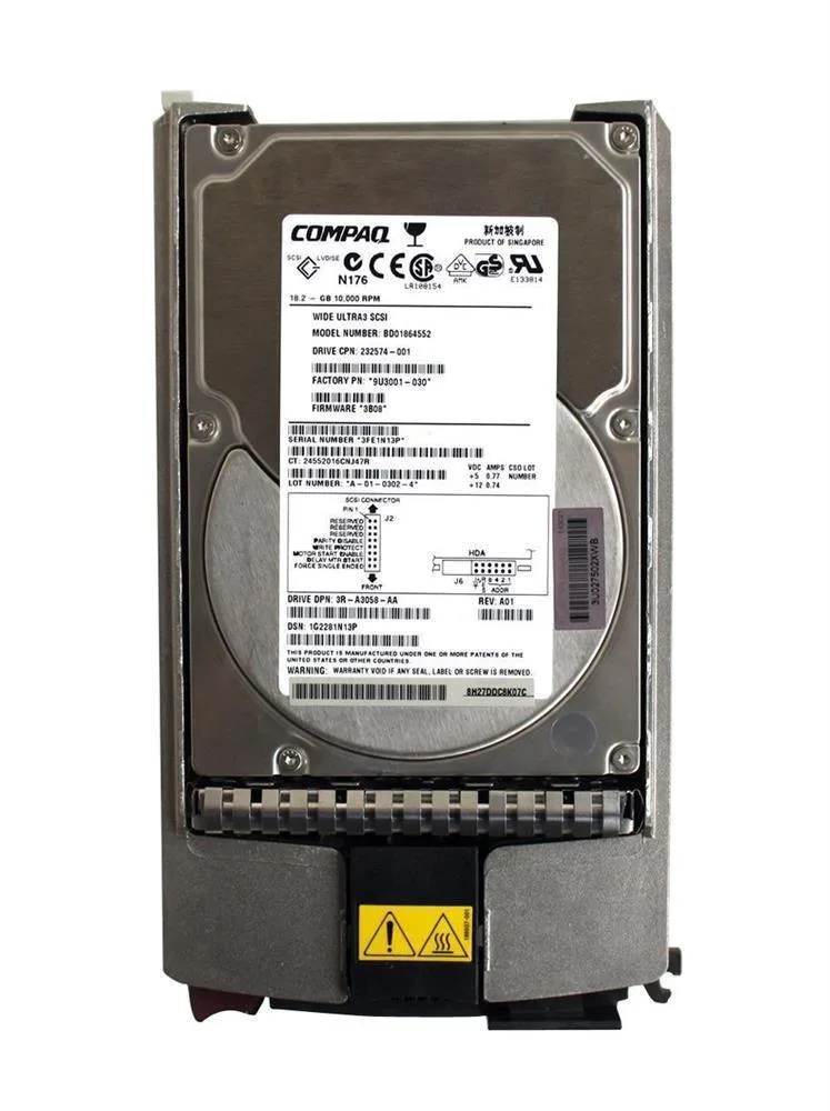 9U30010302 - Compaq 18GB 10000RPM Ultra 160 SCSI 3.5-inch Hard Drive
