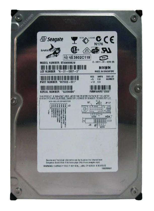 9V7002-001 - Seagate 36GB 7200RPM Ultra160 SCSI 3.5-inch Hard Drive