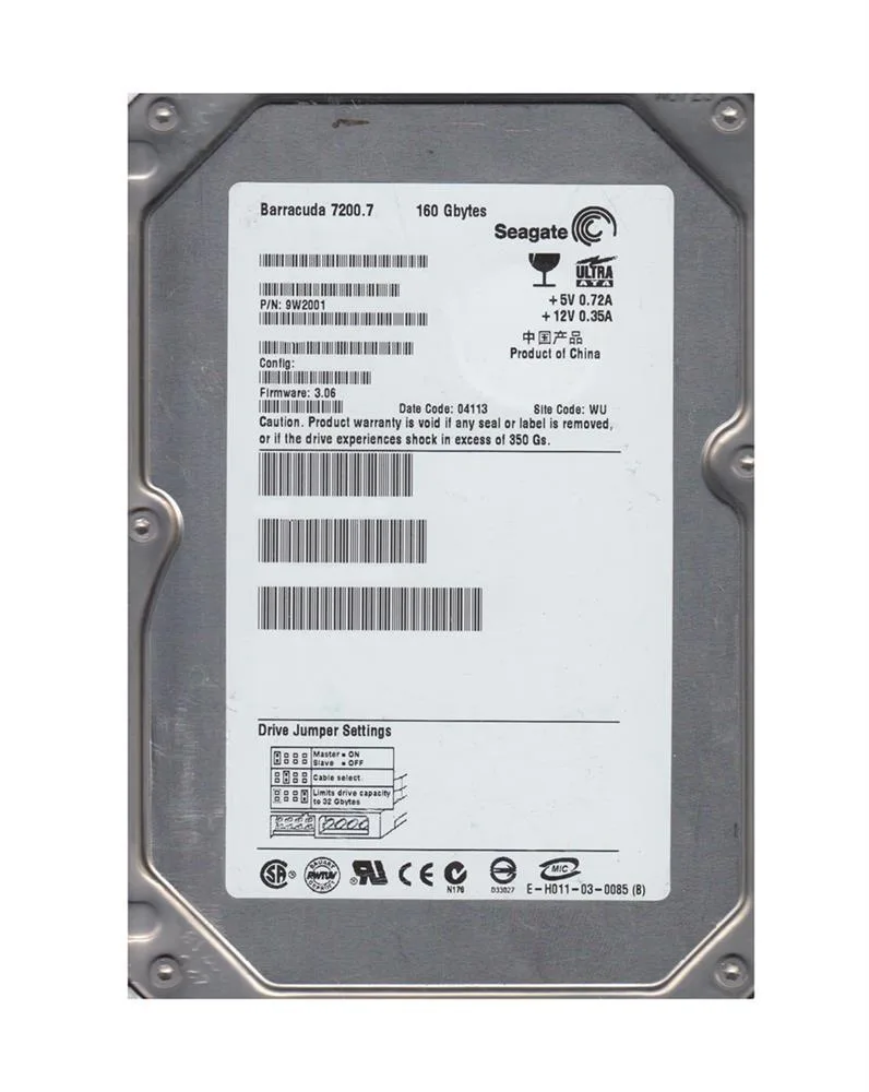 9W2001-031 - Seagate BarraCuda 7200.7 160GB 7200RPM IDE Ultra ATA/100 (ATA-6) 2MB Cache (CE) 3.5-inch Hard Drive