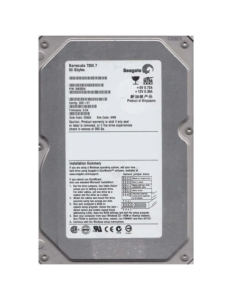 9W2004-660 - Seagate 60GB 7200RPM IDE Ultra ATA/100 (ATA-6) 2MB Cache 3.5-inch Hard Drive