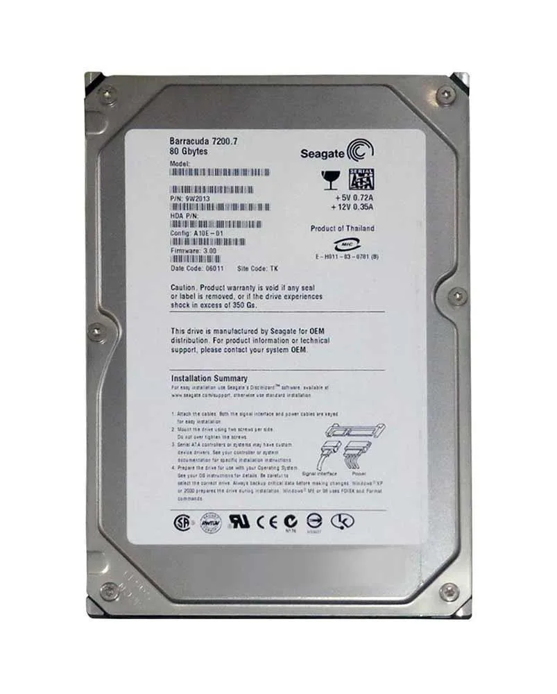 9W2013-034 - Seagate BarraCuda 7200.7 80GB 7200RPM SATA 1.5Gb/s 2MB Cache (CE) 3.5-inch Hard Drive
