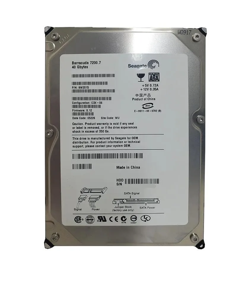 9W2015-033 - Seagate BarraCuda 40GB 7200RPM SATA 1.5Gb/s 2MB Cache 3.5-inch Hard Drive