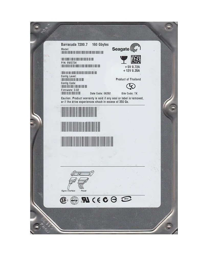 9W2734-030 - Seagate BarraCuda 7200.7 160GB 7200RPM SATA 1.5Gb/s 8MB Cache 3.5-inch Hard Drive