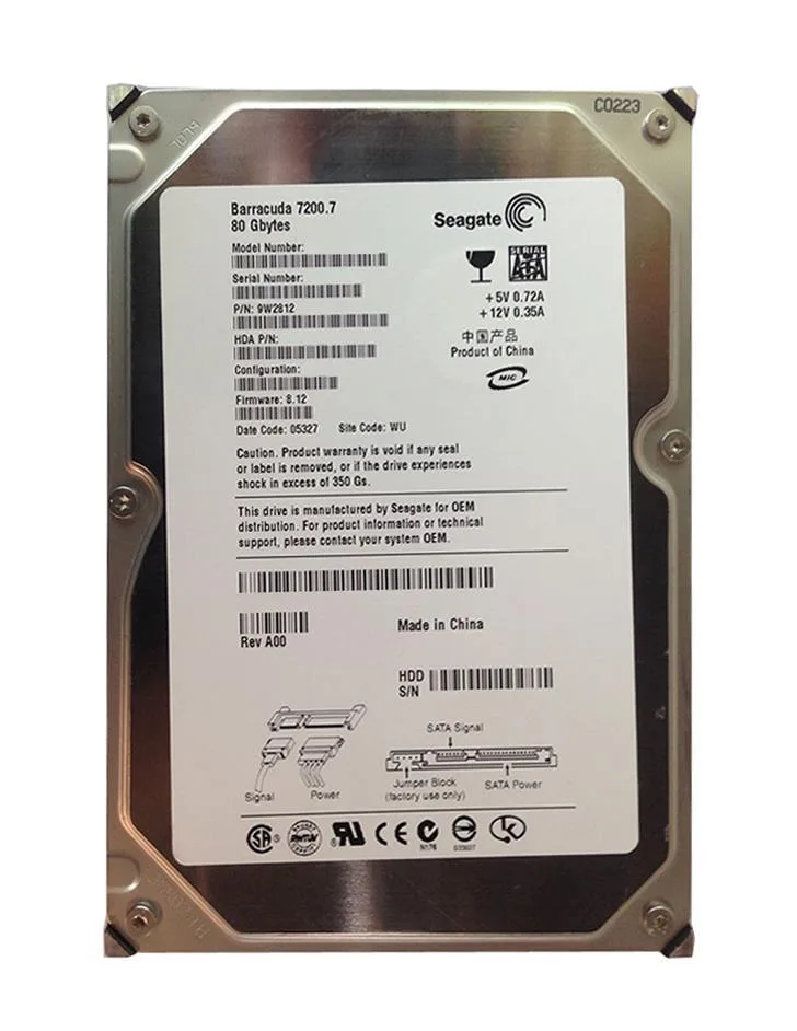 9W2812-151 - Seagate BarraCuda 7200.7 80GB 7200RPM SATA 1.5Gb/s 8MB Cache (CE) 3.5-inch Hard Drive
