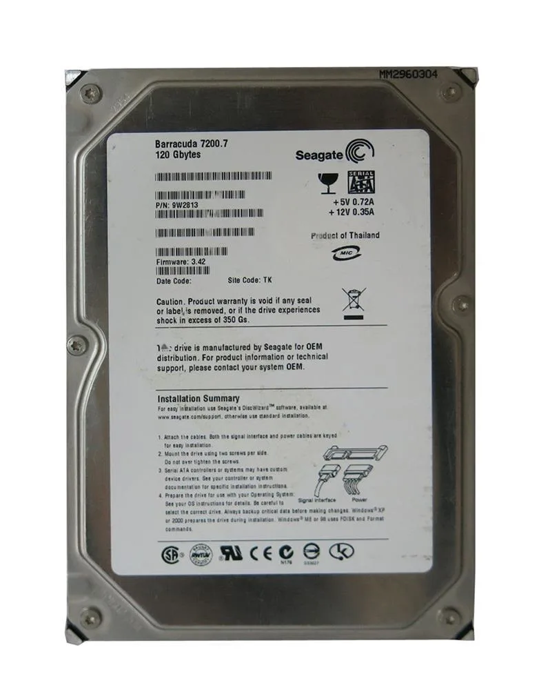 9W2813-131 - Seagate BarraCuda 7200.7 120GB 7200RPM SATA 1.5Gb/s 8MB Cache (CE) 3.5-inch Hard Drive