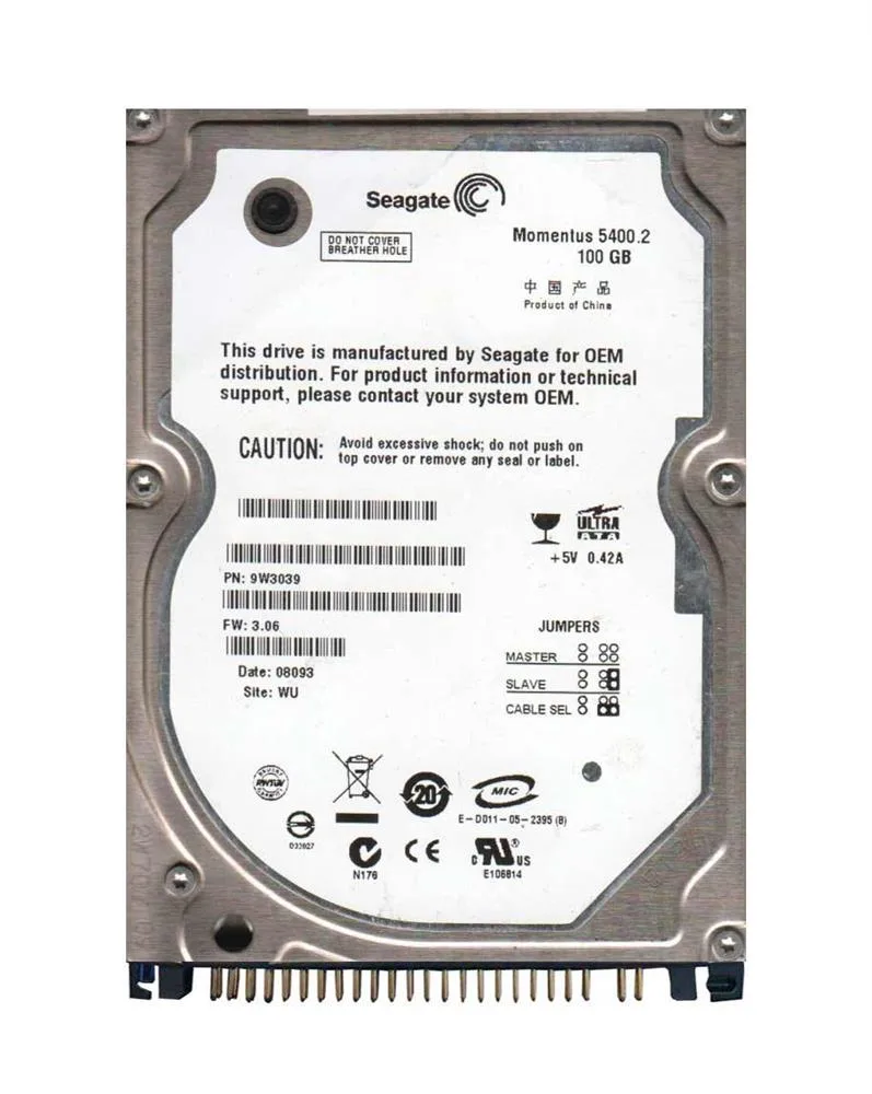 9W3039-020 - Seagate Momentus 5400.2 100GB 5400RPM IDE Ultra ATA/100 (ATA-6) 8MB Cache (CE) 2.5-inch Hard Drive