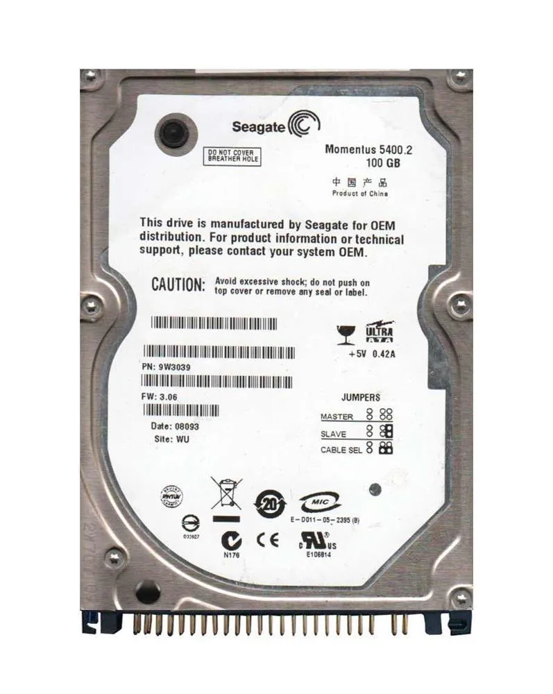9W3039-901 - Seagate Momentus 5400.2 100GB 5400RPM IDE Ultra ATA/100 (ATA-6) 8MB Cache (CE) 2.5-inch Hard Drive