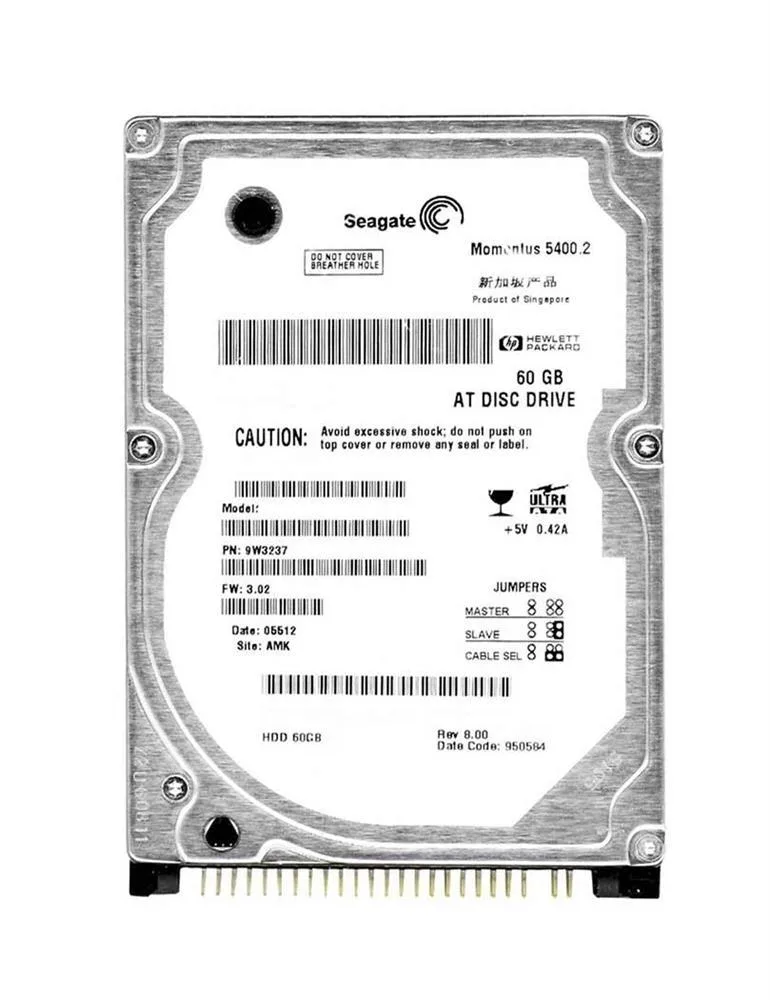 9W3237-504 - Seagate Momentus 5400.2 60GB 5400RPM IDE Ultra ATA/100 (ATA-6) 8MB Cache 2.5-inch Hard Drive