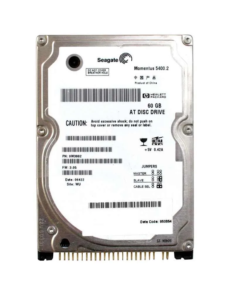 9W3882-999 - Seagate Momentus 5400.2 60GB 5400RPM IDE Ultra ATA/100 (ATA-6) 8MB Cache (CE) 2.5-inch Hard Drive