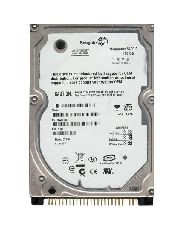 9W3884-903 - Seagate Momentus 5400.2 120GB 5400RPM IDE Ultra ATA/100 (ATA-6) 8MB Cache (CE) 2.5-inch Hard Drive