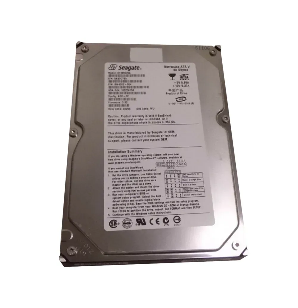 9W4002-004 - Seagate BarraCuda 80GB 7200RPM IDE Ultra ATA/100 (ATA-6) 2MB Cache (CE) 3.5-inch Hard Drive