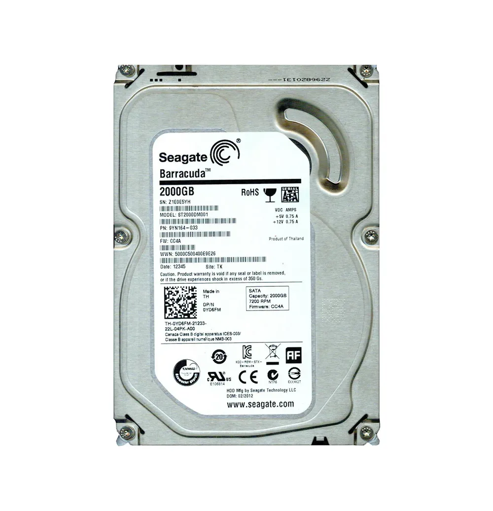 9YN164-033 - Seagate BarraCuda 2TB 7200RPM SATA 6Gb/s 64MB Cache 3.5-inch Hard Drive
