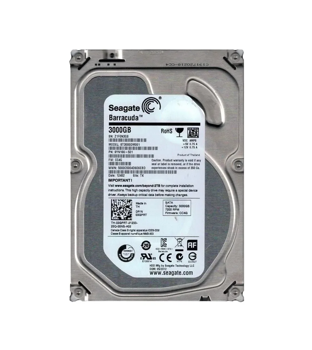 9YN166-501 - Seagate BarraCuda 3TB 7200RPM SATA 6Gb/s 64MB Cache (CE) 3.5-inch Hard Drive