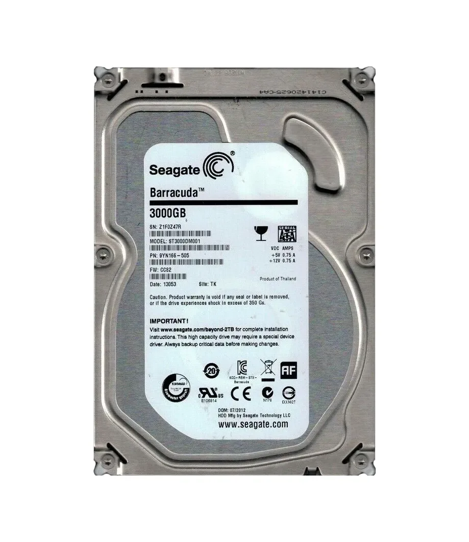 9YN166-505 - Seagate BarraCuda 3TB 7200RPM SATA 6Gb/s 64MB Cache (CE) 3.5-inch Hard Drive