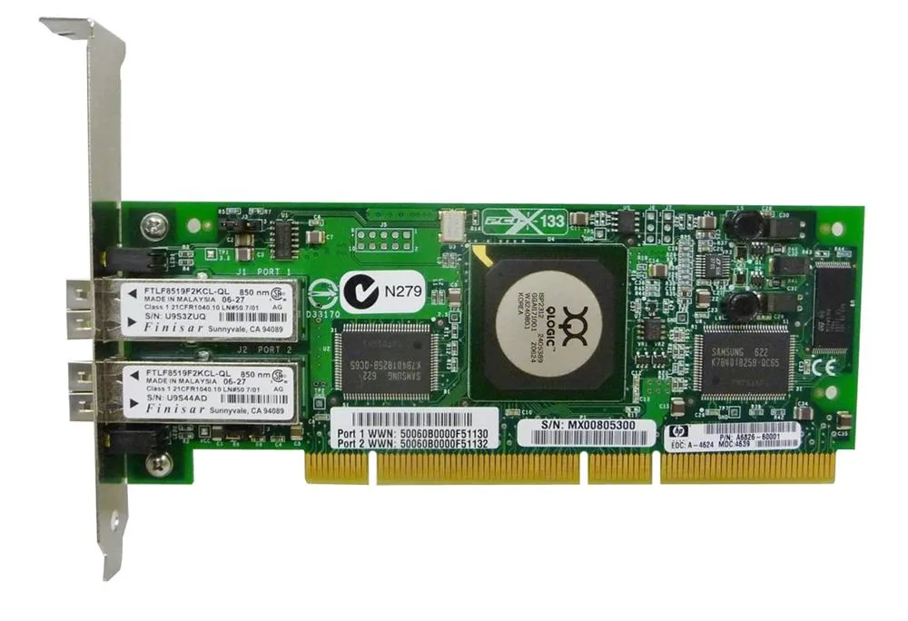 HPE A6826-69001 2Gb/s 2 x Ports PCI-X Fibre Channel Host Bus Adapter