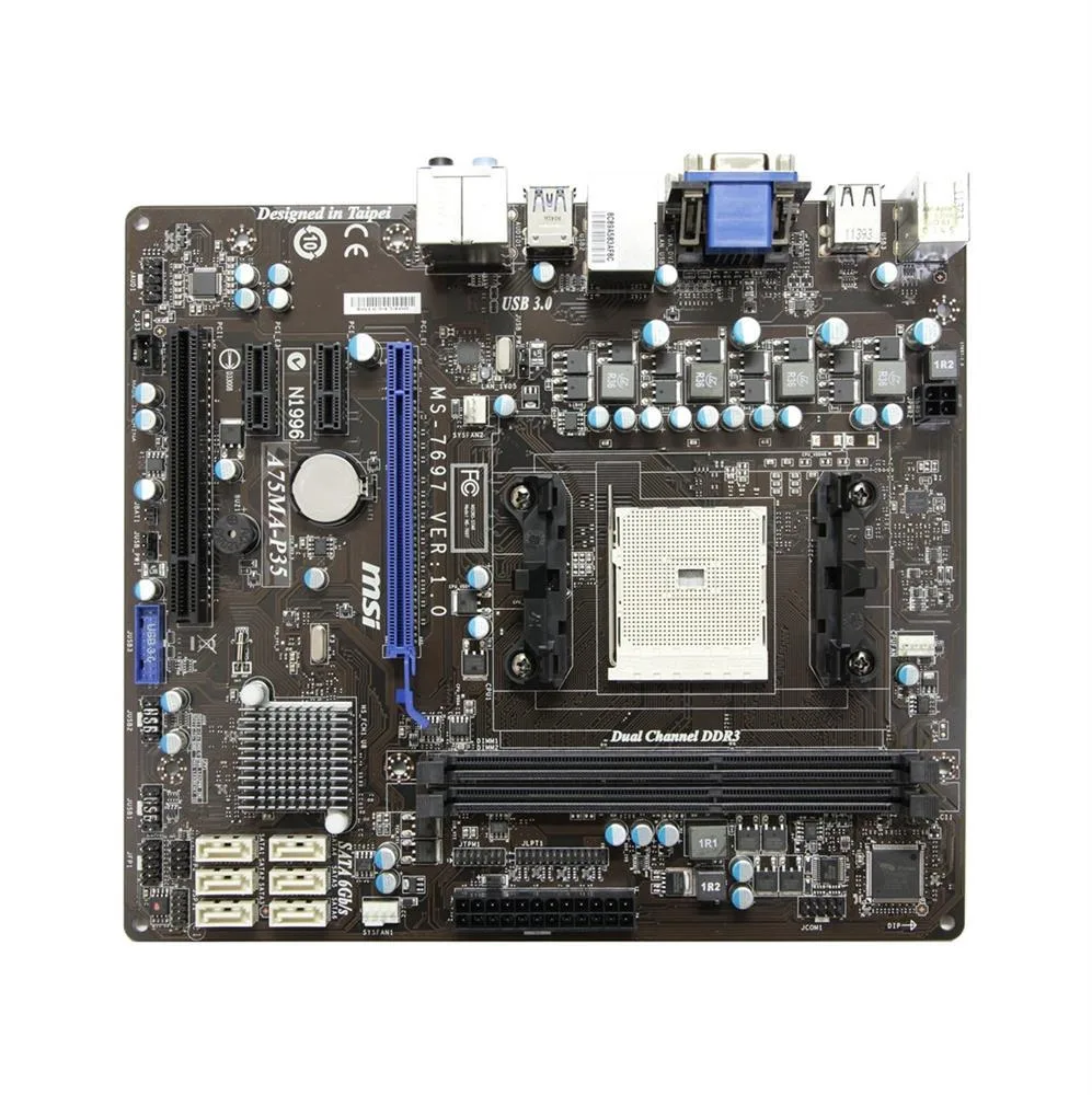 A75MA-P35 - MSI Desktop Motherboard AMD Socket FM1 Micro ATX 1 x Processor Support 16GB DDR3 SDRAM Maximum RAM Serial ATA/600 Yes Controller No 1 x PCIe x16 Slot 2 x USB 3.0 Port