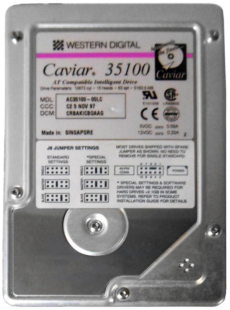 AC35100 - Western Digital Caviar 35100 5.1GB 5400RPM ATA-33 256KB Cache 3.5-inch Hard Drive