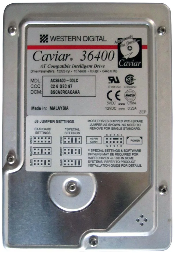 AC36400 - Western Digital Caviar 6.4GB 5400RPM ATA-33 256KB Cache 3.5-inch Hard Drive