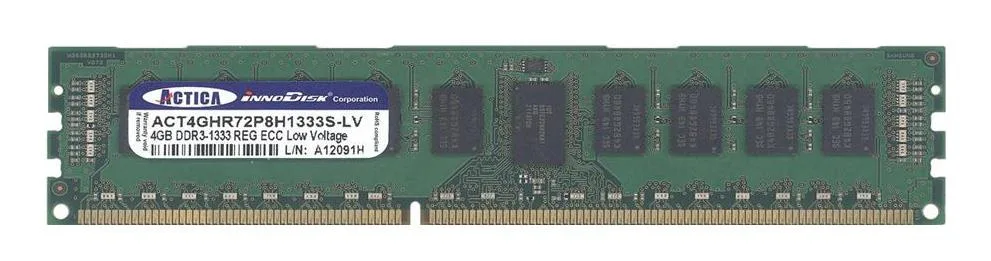 ACT4GHR72P8H1333S-LV - Actica 4GB DDR3-1333MHz PC3-10600 ECC Registered CL9 240-Pin DIMM 1.35V Single Rank Memory Module