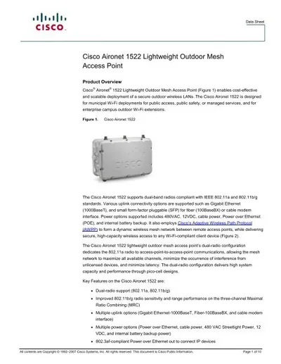 AIR-LAP1522AG-K-K9 - Cisco Aironet 1522 Lightweight Outdoor Mesh Access Point