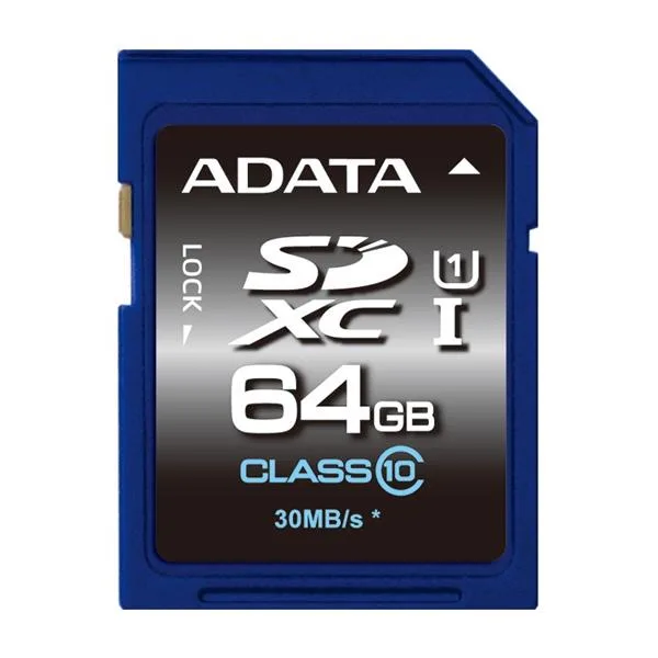 ASDX64GUICL10-R - ADATA Premier 64GB Class 10 SDXC UHS-I Flash Memory Card