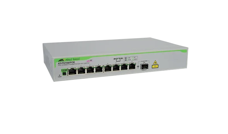 Allied AT-FS708/POE-30 Telesis 8-Port Ethernet Switch 8 x 10/100Base-TX LAN 1 x SFP Ethernet Switch