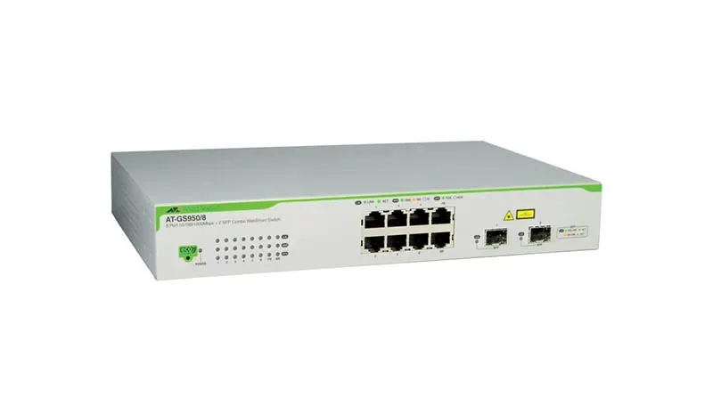 Allied AT-GS950/8-30 Telesis WebSmart 8-Port Gigabit Ethernet Switch 8 x 10/100/1000Base-T LAN 2 x SFP (mini-GBIC) Ethernet Switch