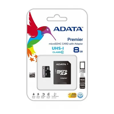 AUSDH8GUICL10-RA1 - ADATA Premier 8GB Class 10 microSDHC UHS-I Flash Memory Card