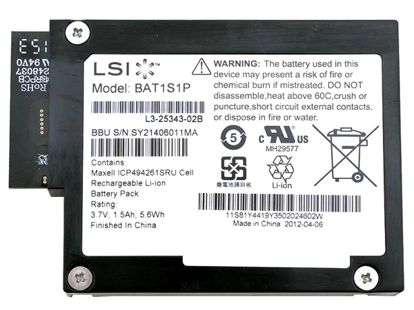 BAT1S1P - LSI Logic Battery Backup Unit for Lsi 9260 9261 and 9280 Series Controllers