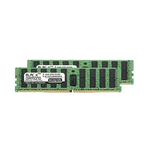 BD16GX22666MQR26 - Black Diamond 32GB Kit (2 x 16GB) DDR4-2666 MHz PC4-21300 ECC Registered CL19 288-Pin RDIMM 1.2V 2Rx4 Memory Module