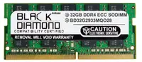 BD32G2933MQO28 - Black Diamond 32GB DDR4-2933 MHz PC4-23400 non-ECC Unbuffered CL21 260-Pin SODIMM 1.2V 2Rx8 Memory Module