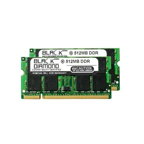 BD512MX2266MN98 - Black Diamond 1GB Kit (2 x 512MB) DDR-266 MHz PC-2100 non-ECC Unbuffered CL2.5 200-Pin SODIMM 2.5V 2Rx8 Memory Module