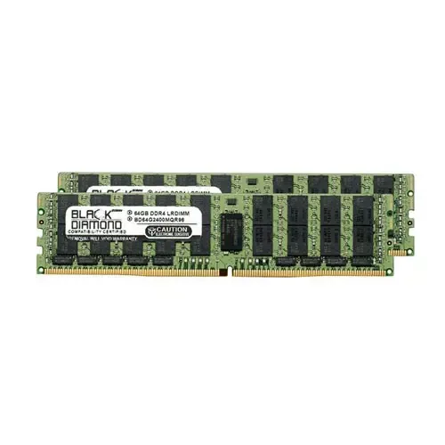 BD64GX22400MQR96 - Black Diamond 128GB Kit (2 x 64GB) DDR4-2400 MHz PC4-19200 ECC Registered CL17 288-Pin RDIMM 1.2V 4Rx4 Memory Module