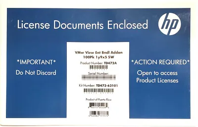 BD693A - HP VMware View Enterprise Add-on With 1 Year 24x7 Support License 10 Concurrent Connection